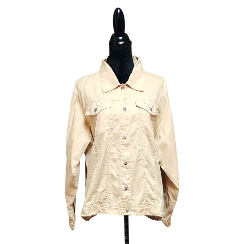 LasOLas Vintage Lightweight Button-Up Jacket Women's Size 3X Rhinestone Studded